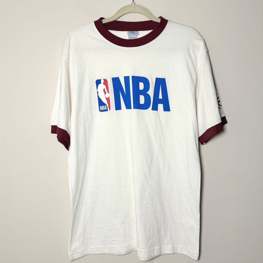 VTG NBA Elevation 90s Ringer Tee Shirt Short Sleeve 100% Cotton Men's SZ M